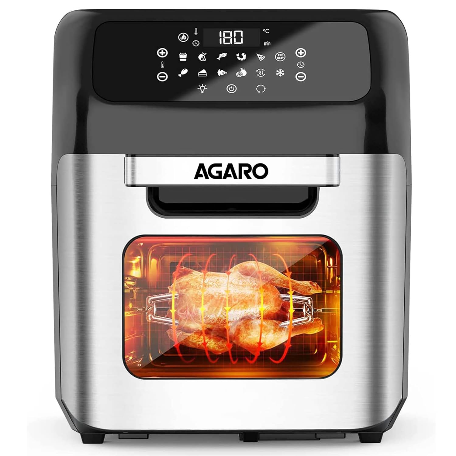 AGARO Regency Air Fryer For Home, 1800W, 9 Preset Menu, 12 Liter